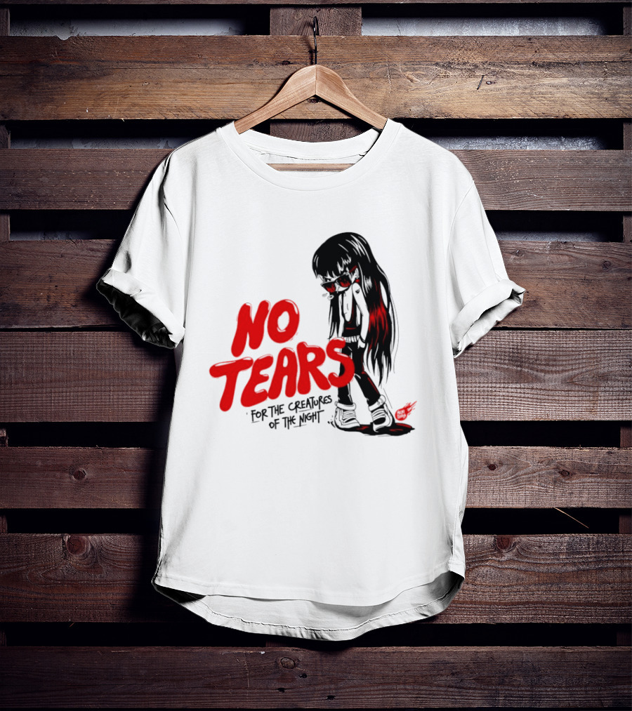No Tears For The Creatures Of The Night Anime Gothic Style With Red Highlights T-Shirt
