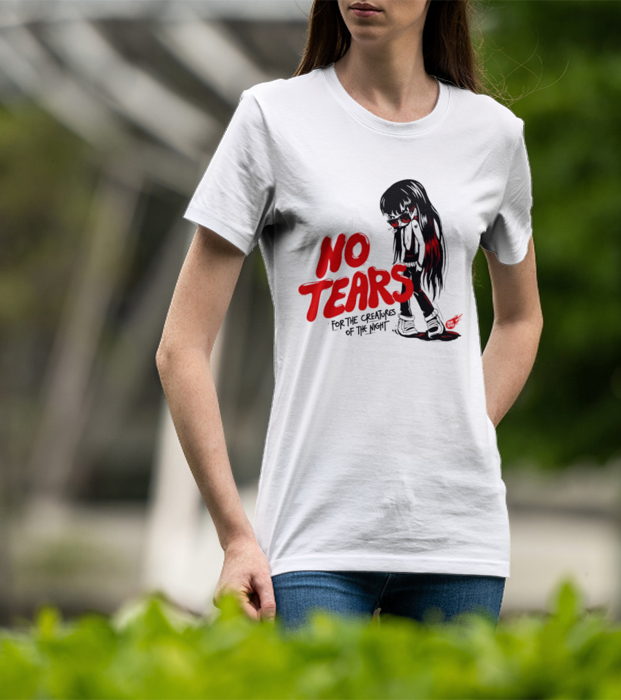 No Tears For The Creatures Of The Night Anime Gothic Style With Red Highlights T-Shirt