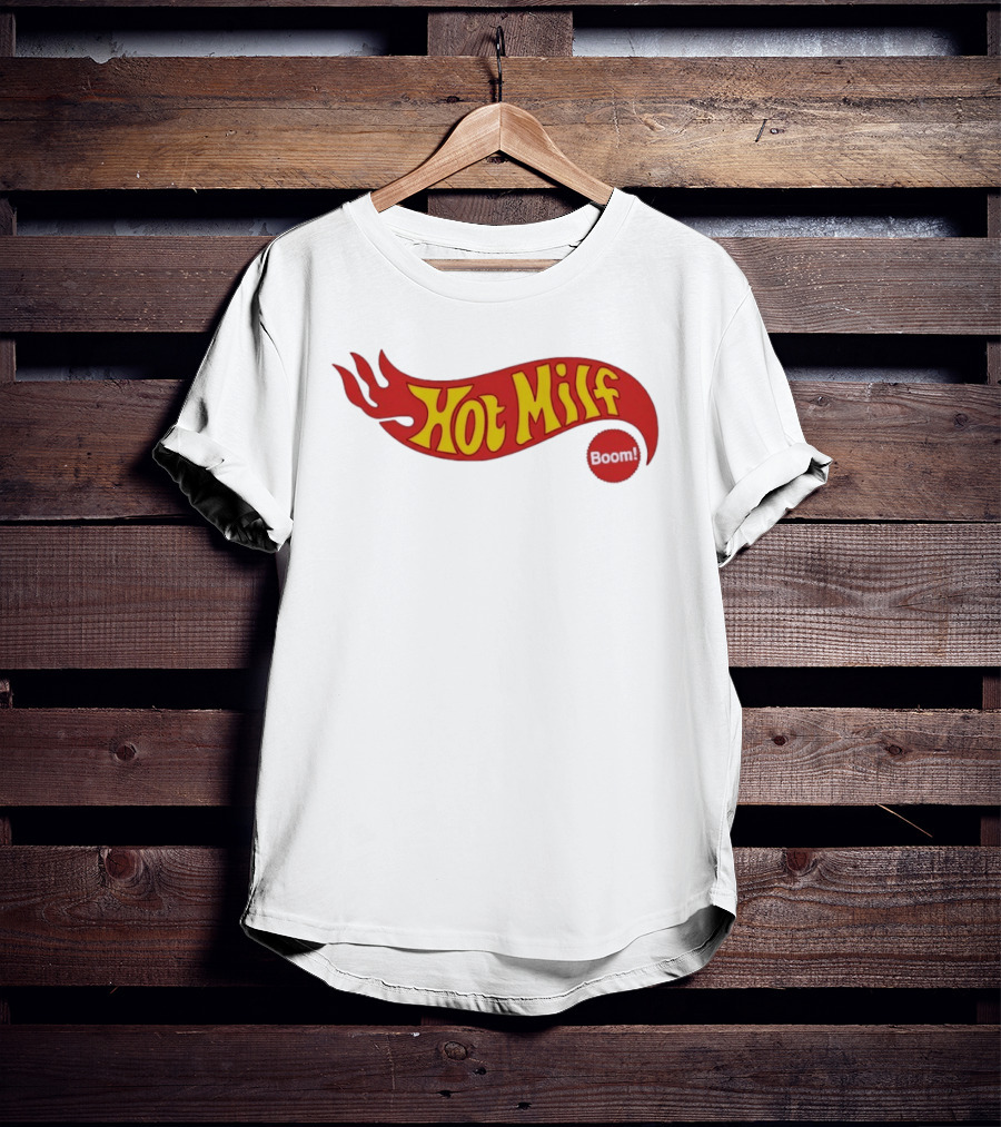 Hot Milf Boom Flame Motif T-Shirt
