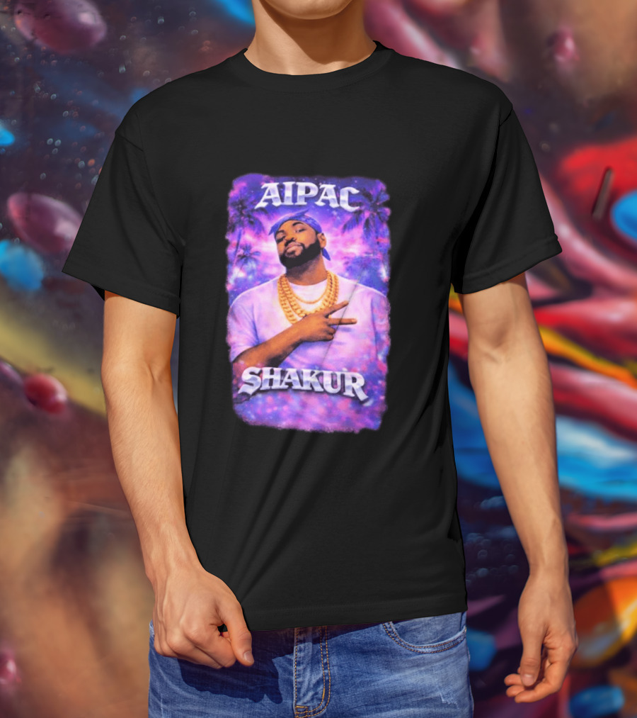 Aipac Shakur Bandana Chains Purple T-Shirt