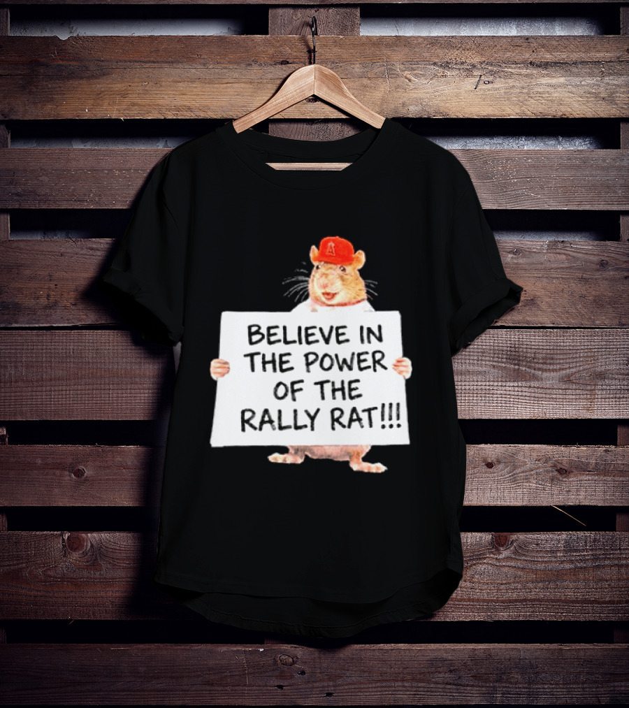 Believe In The Power Of The Rally Rat Red Cap Baseball Fan Spirit T-Shirt