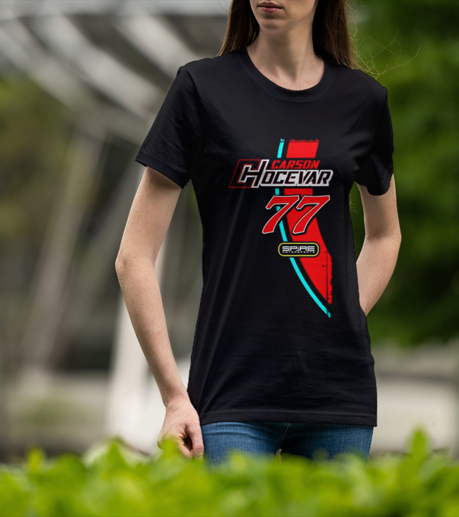 Carson Hocevar 77 Red Blue Spire Motorsports Nascar 2026 T-Shirt