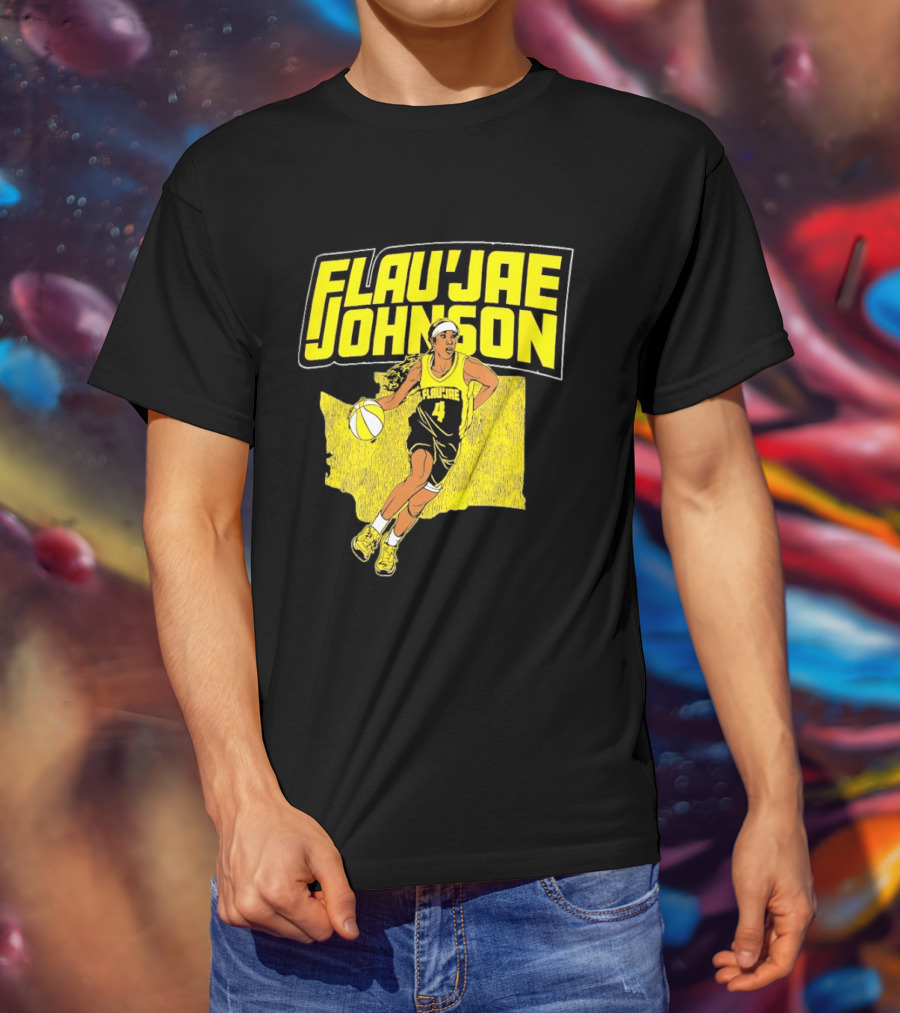 Flau'jae Johnson Basketball Illustration Yellow Seattle Storm T-Shirt