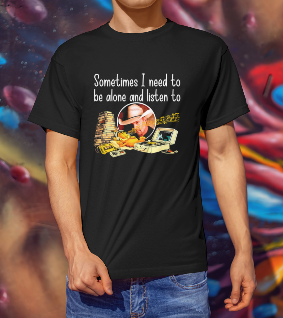 Garth Brooks Orange Cat Sometimes I Need To Be Alone And Listen To Music Retro Stack T-Shirt