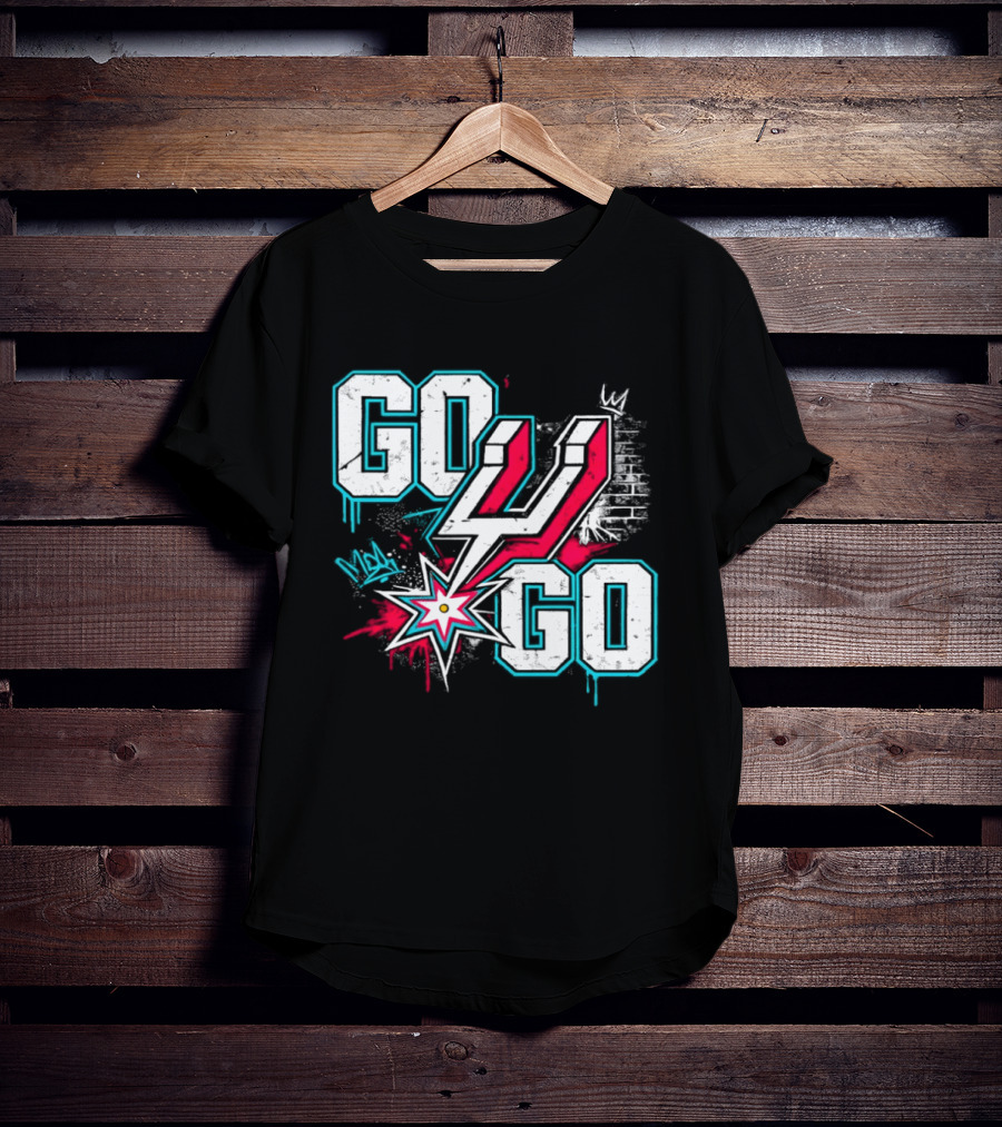 San Antonio Spurs Go Spurs Go Basketball Graffiti 4 Star T-Shirt