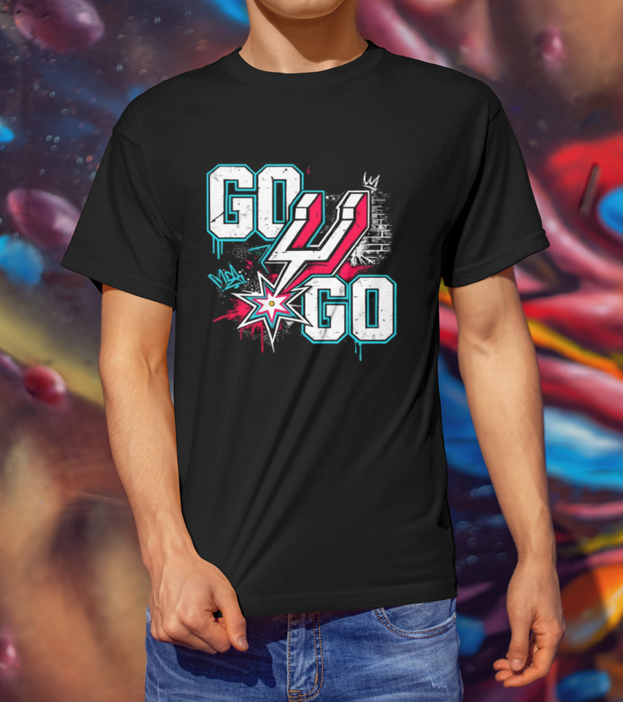 San Antonio Spurs Go Spurs Go Basketball Graffiti 4 Star T-Shirt
