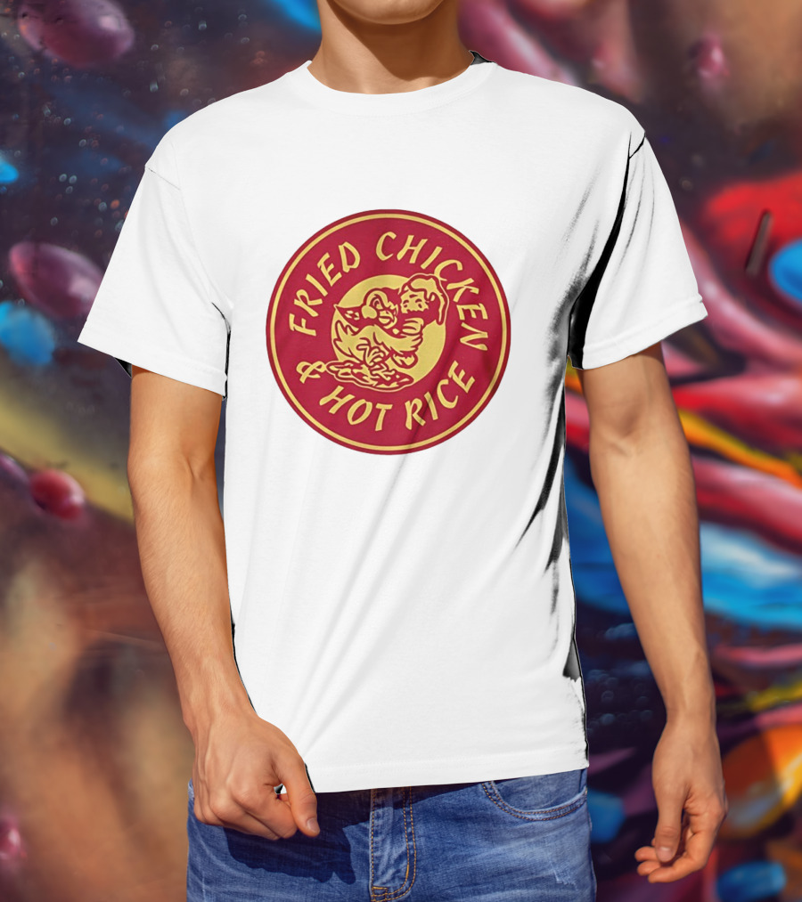 Fried Chicken And Hot Rice Vintage Style Circle T-Shirt