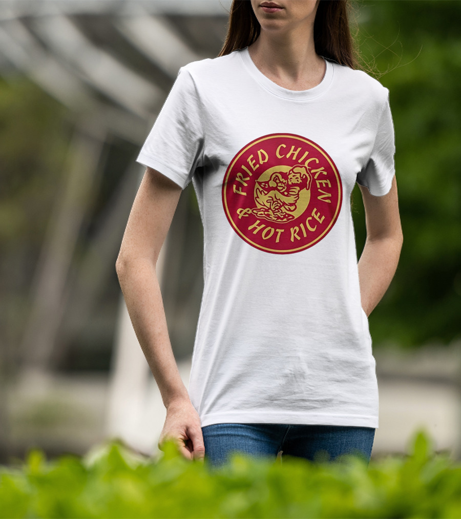 Fried Chicken And Hot Rice Vintage Style Circle T-Shirt