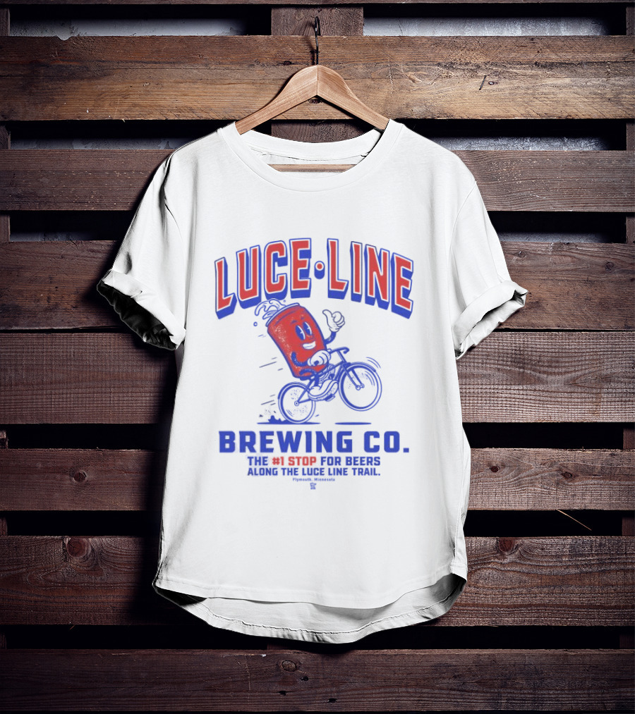 Luce Line Brewing Co The 1 Stop For Beers Along The Luce Line Trail Featuring Cycling Can T-Shirt