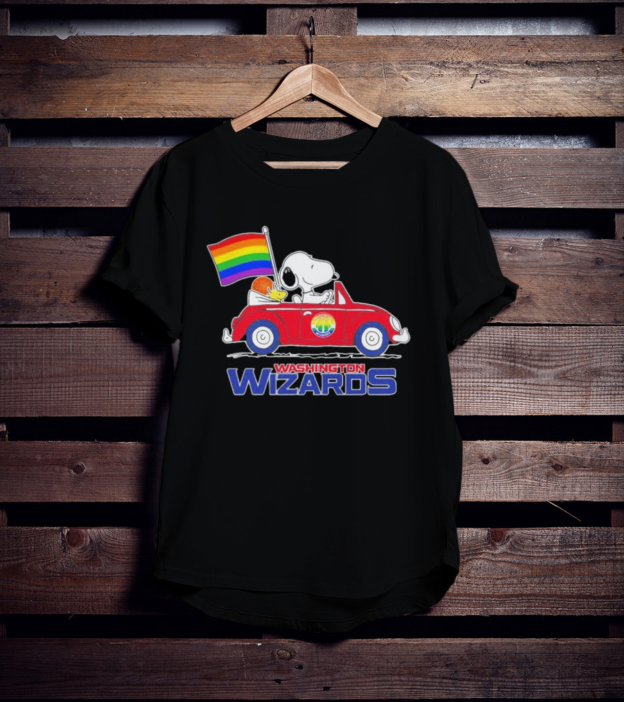 Washington Wizards Snoopy Woodstock Rainbow Pride Car T-Shirt