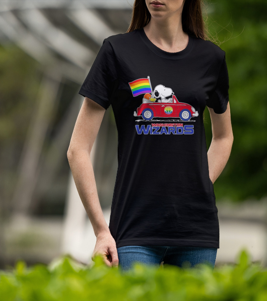 Washington Wizards Snoopy Woodstock Rainbow Pride Car T-Shirt