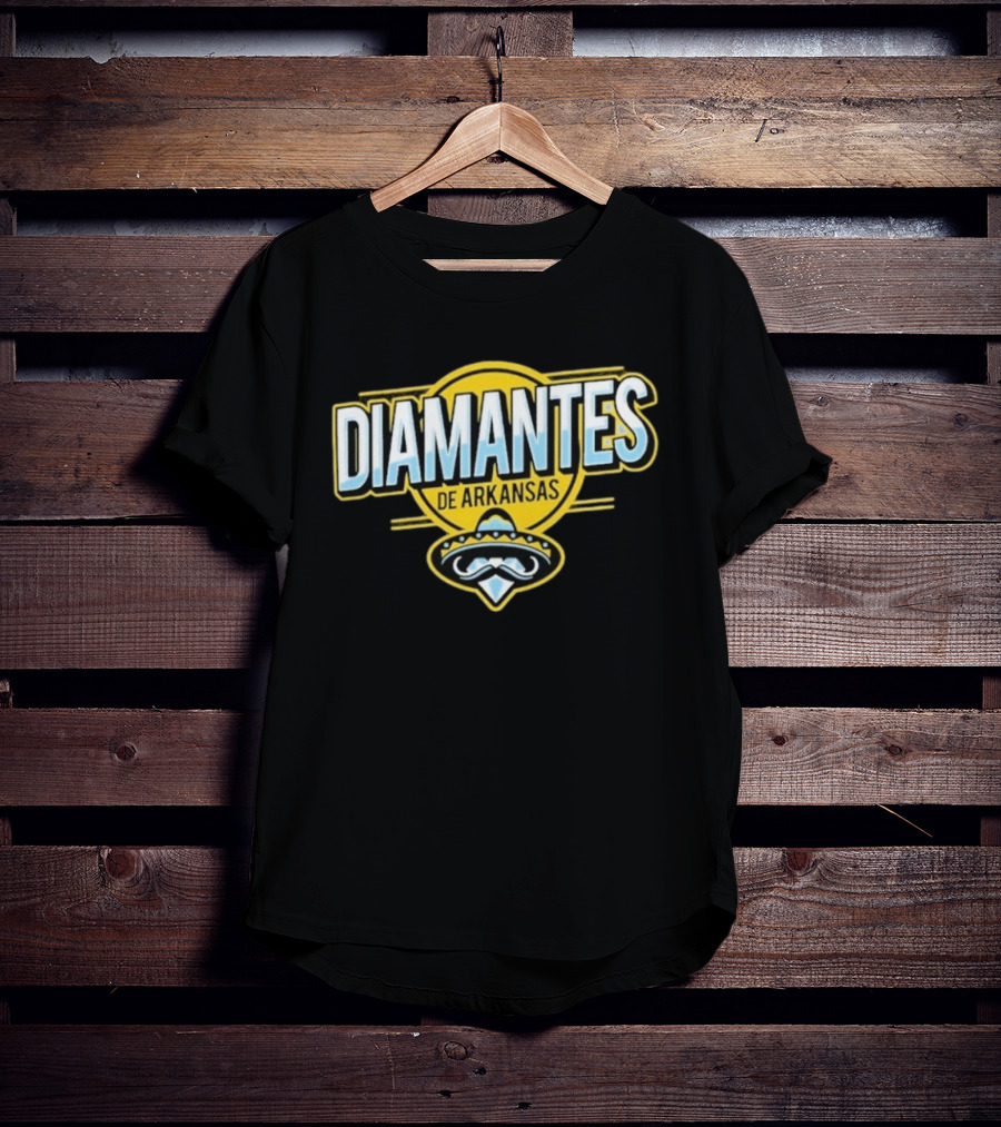 Diamantes De Arkansas Travelers Baseball Team Mustache T-Shirt