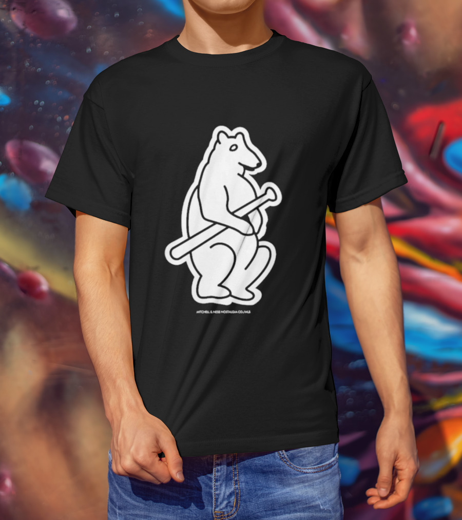 Chicago Cubs Mitchell & Ness Vintage Bear With Bat T-Shirt
