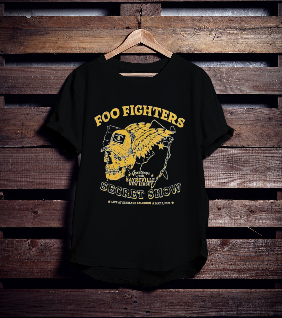 Foo Fighters Sayreville New Jersey 2026 Secret Show Winged Skull Starland Ballroom May 2 T-Shirt