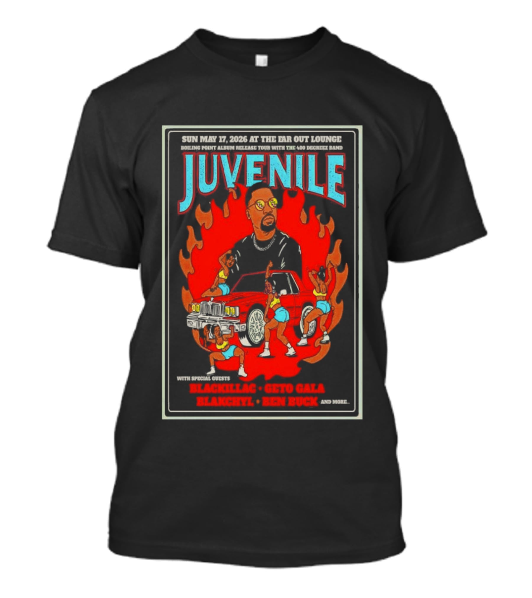 Juvenile Live Concert At The Far Out Lounge Austin TX May 17 2026 Featuring Truck Music And Dance T-Shirt