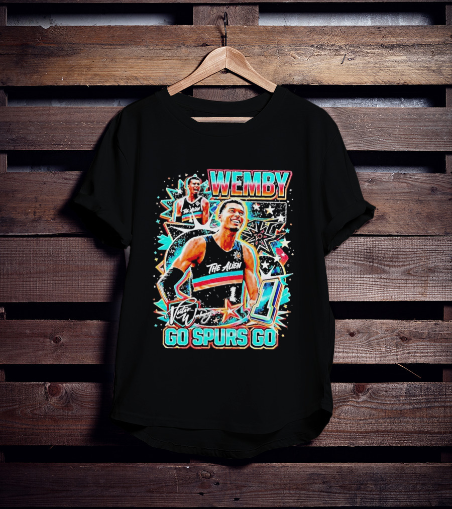 Wemby The Alien Go Spurs Go 90s Bootleg Retro Stars Number One T-Shirt