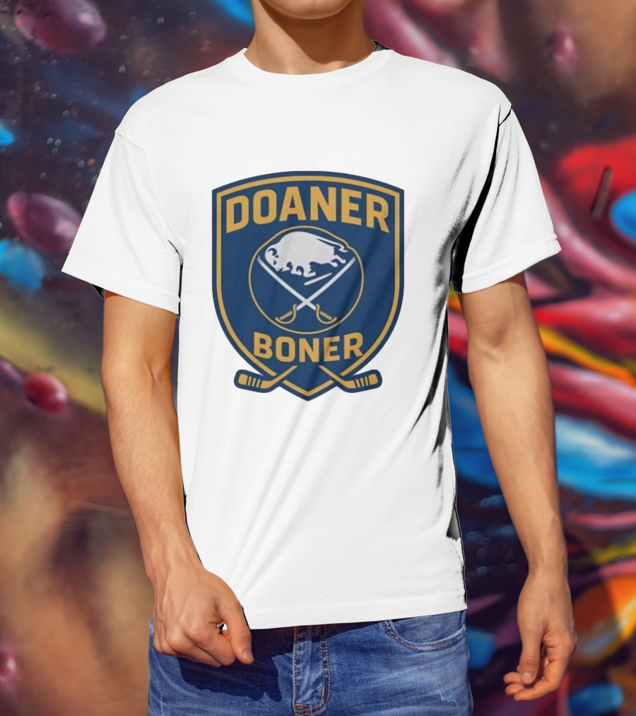 Buffalo Sabres Doaner Boner Logo With Crossed Hockey Sticks T-Shirt