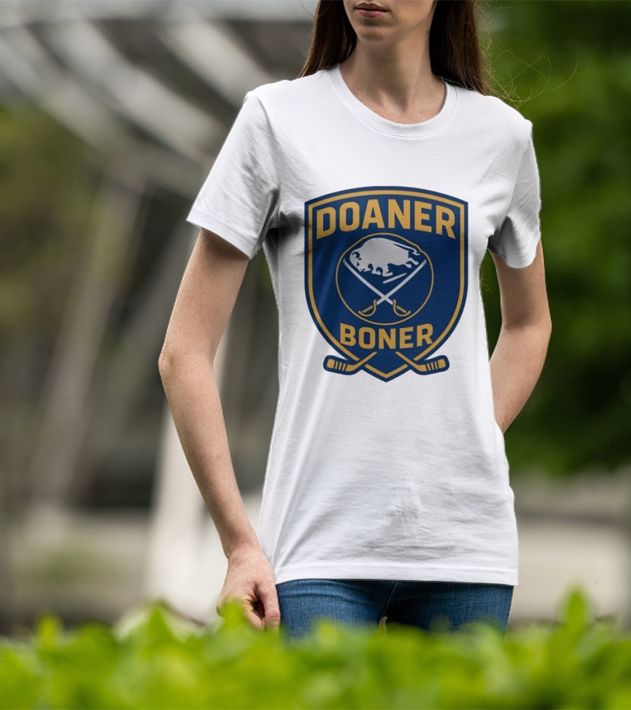Buffalo Sabres Doaner Boner Logo With Crossed Hockey Sticks T-Shirt