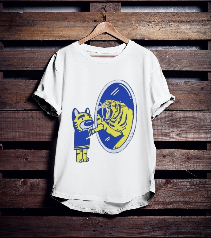 Buffalo Sabres Saber Tooth Tiger Mirror Reflection Comic T-Shirt