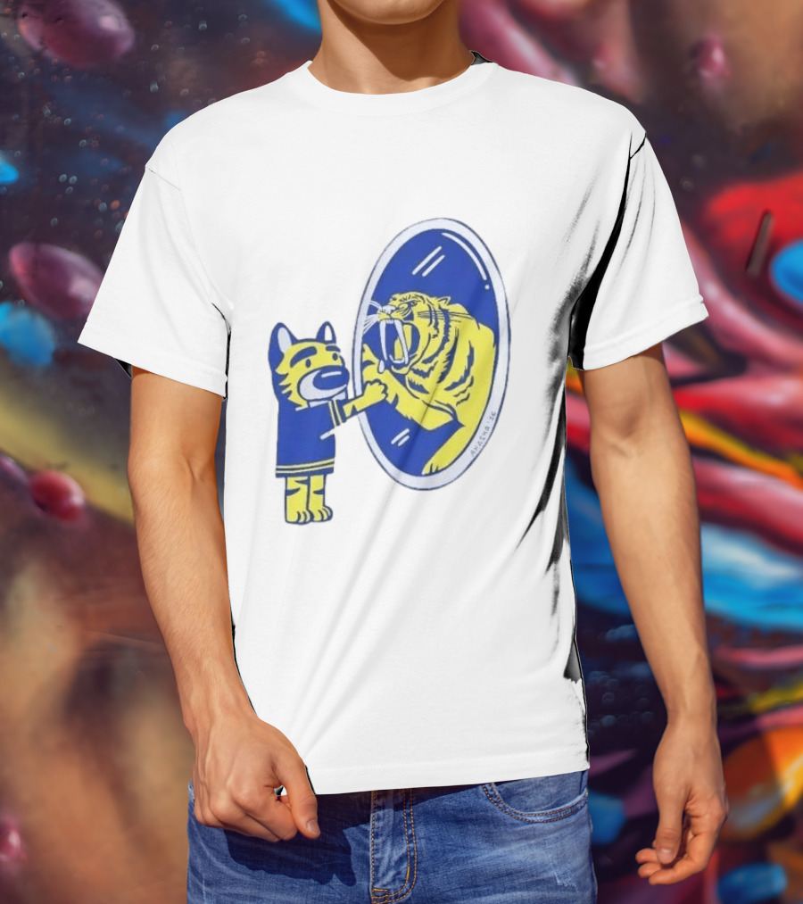 Buffalo Sabres Saber Tooth Tiger Mirror Reflection Comic T-Shirt