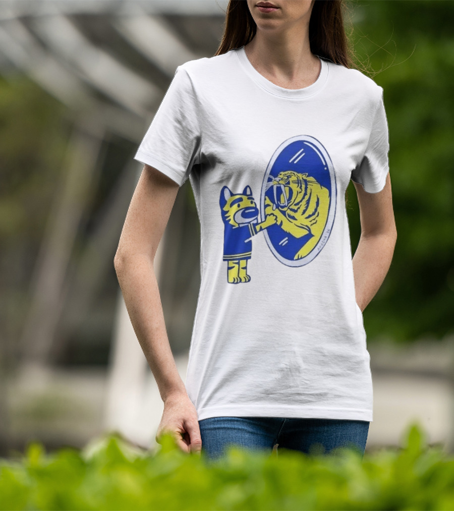Buffalo Sabres Saber Tooth Tiger Mirror Reflection Comic T-Shirt