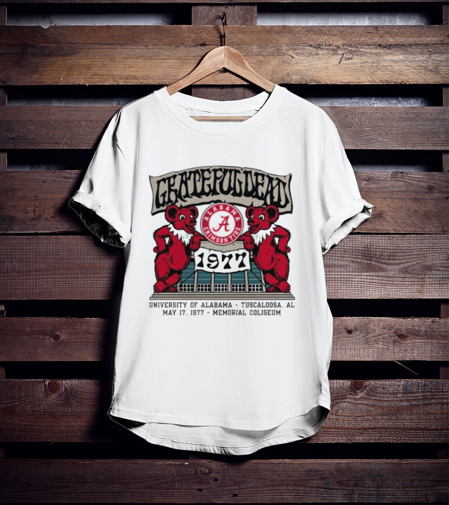 Grateful Dead Alabama Crimson Tide 1977 Memorial Coliseum Tuscaloosa Bears T-Shirt