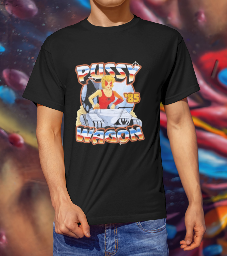 Pussy Wagon 85 Retro Car Girl Tank Cartoon T-Shirt