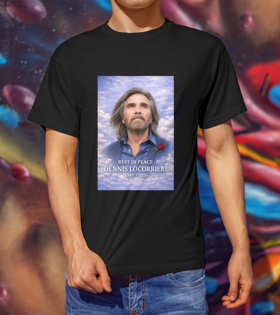 Rest In Peace Dennis Locorriere 1949 2026 Memorial Tribute With Rose And Clouds T-Shirt