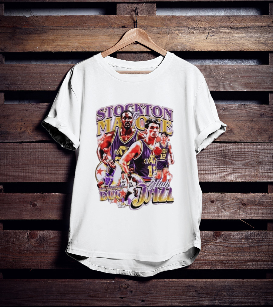 Stockton To Malone Utah Jazz Dynamic Duo Basketball Legends T-Shirt