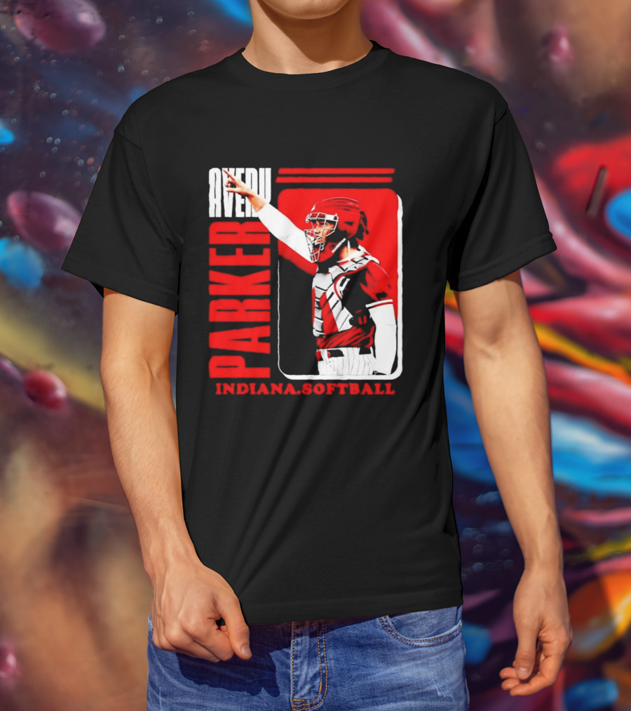 Avery Parker Indiana Softball Catcher Player Red And White Uniform T-Shirt