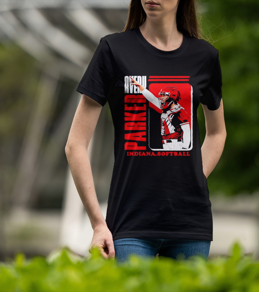 Avery Parker Indiana Softball Catcher Player Red And White Uniform T-Shirt