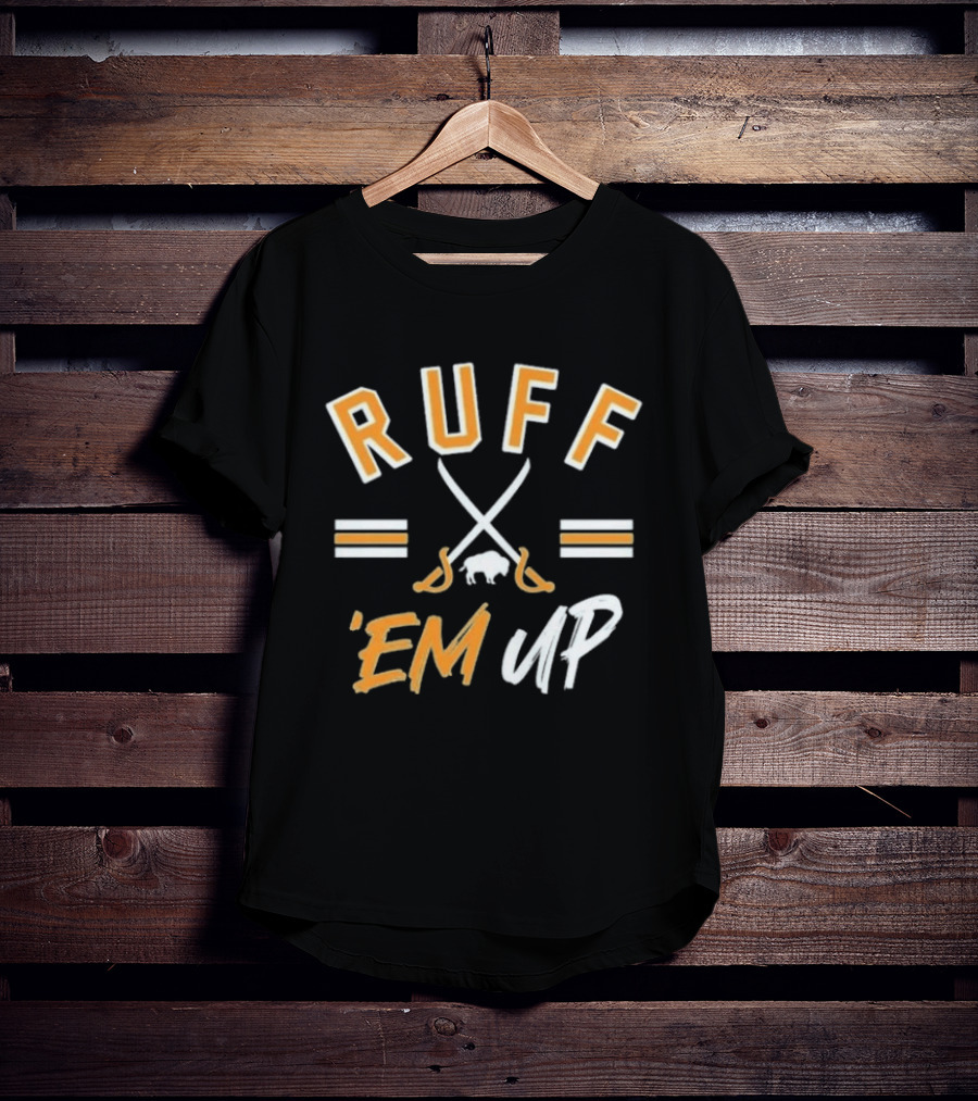 Buffalo Sabres Ruff 'Em Up Hockey Sticks And Buffalo T-Shirt
