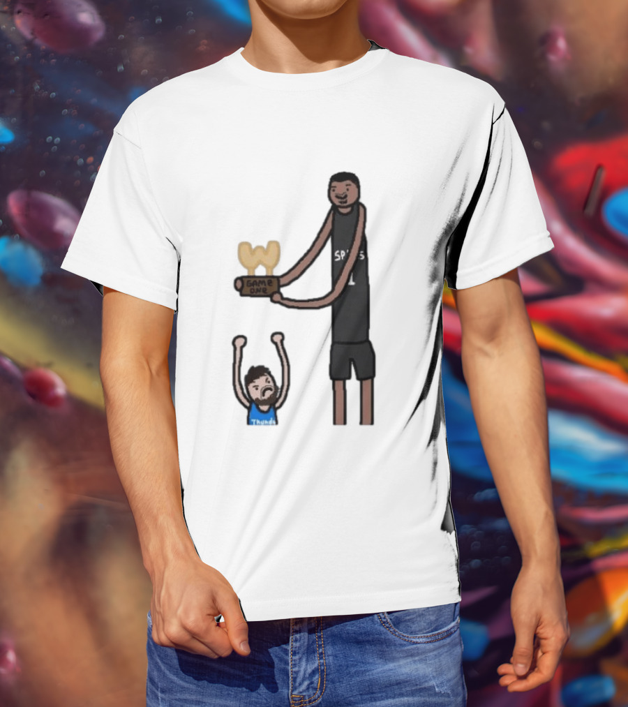 Spurs Victor Wembanyama Game One Vs Thunder Basketball Cartoon T-Shirt