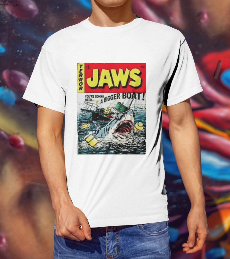 Terror Jaws Comic Cover You're Gonna Need A Bigger Boat T-Shirt