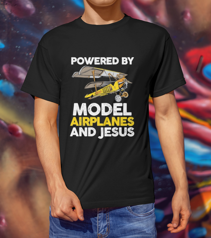 Powered By Model Airplanes And Jesus Vintage Aviation Enthusiasts Faith Based Collectible T-Shirt