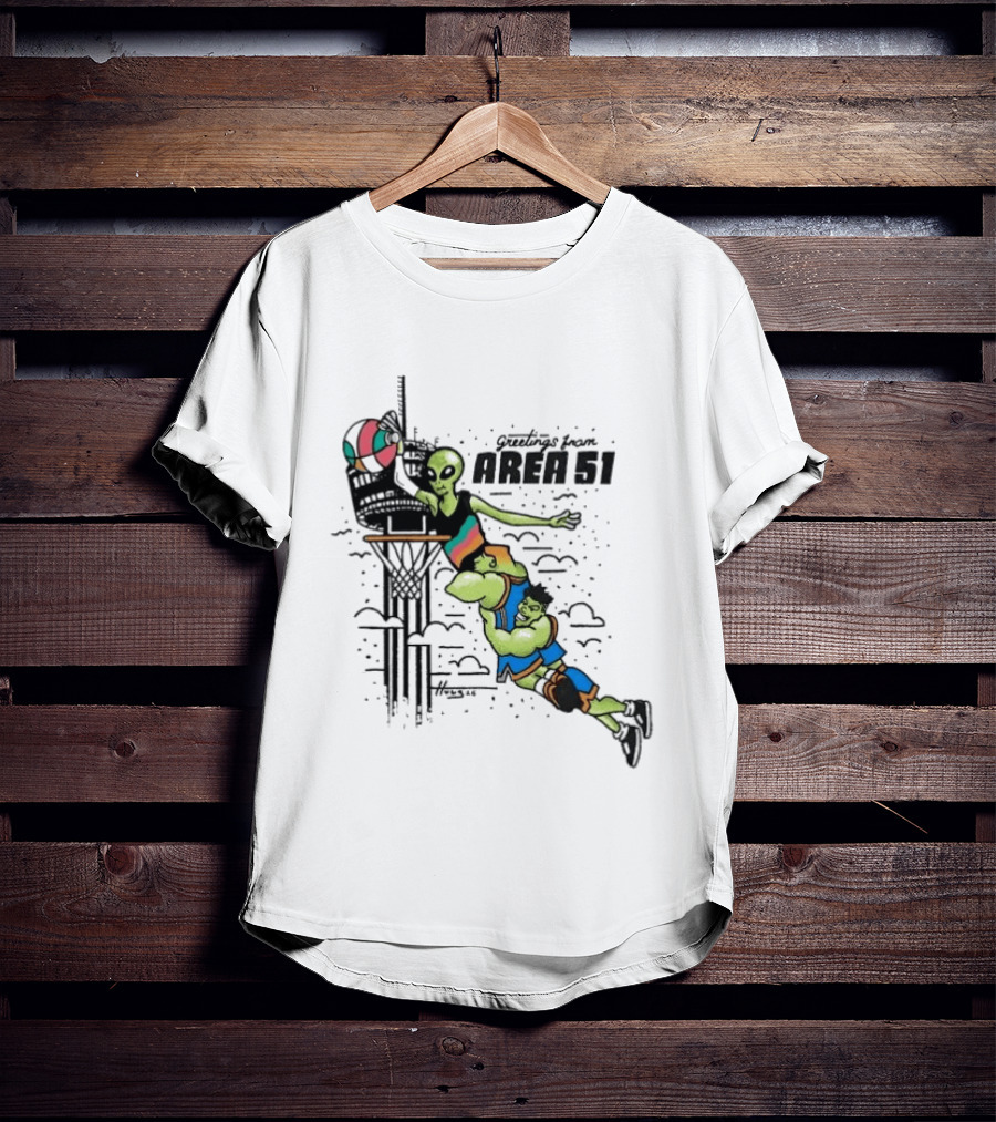 Victor Wembanyama Alien Greetings From Area 51 Basketball Dunk Scene T-Shirt