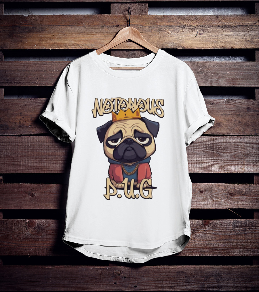 Notorious Pug Iconic Crowned Cartoon 90s Rap T-Shirt