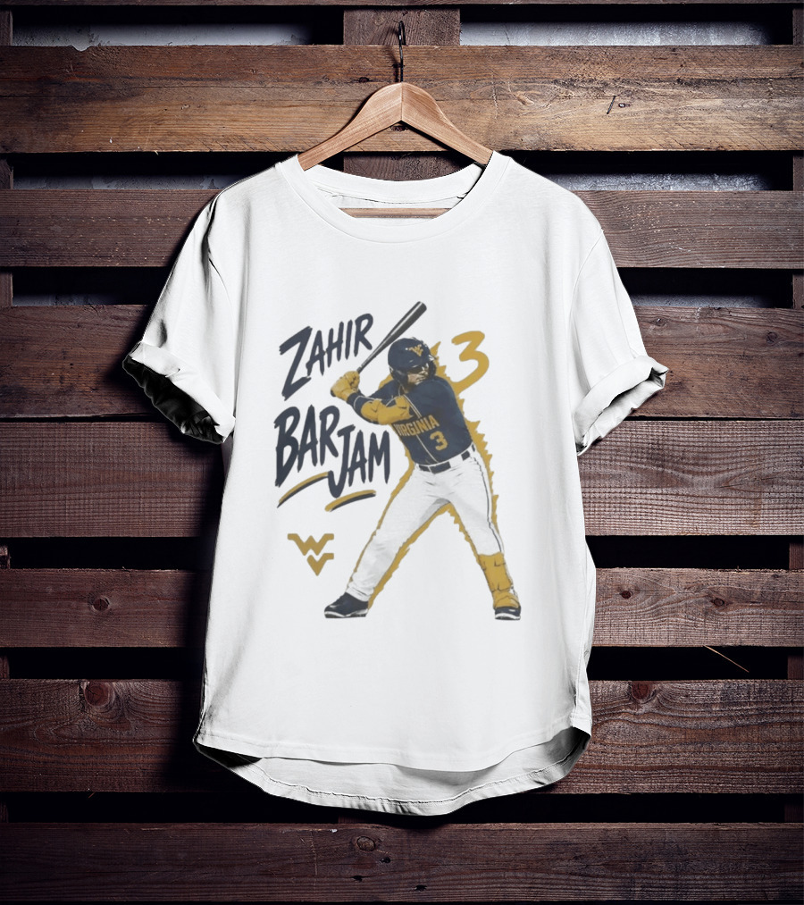 Zahir Barjam West Virginia Baseball Number 3 Sports Fan T-Shirt