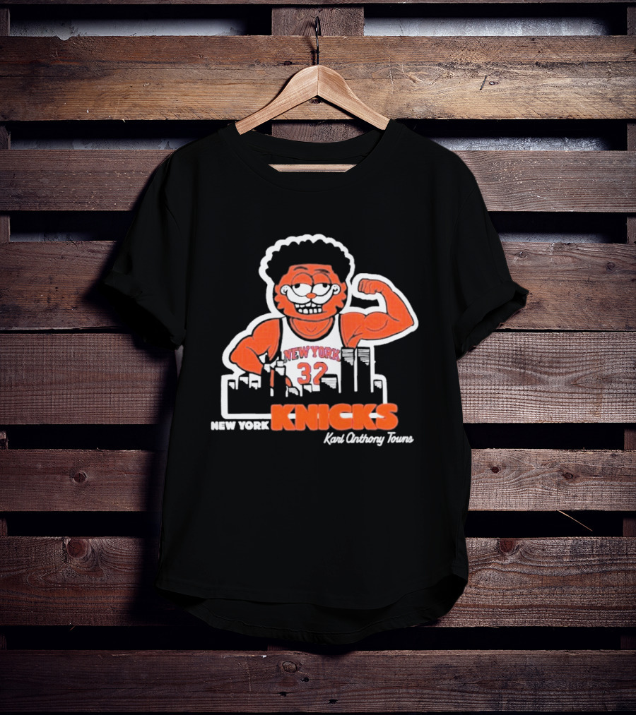 New York Knicks Karl Onthony Towns Cat Basketball Skyline 32 T-Shirt