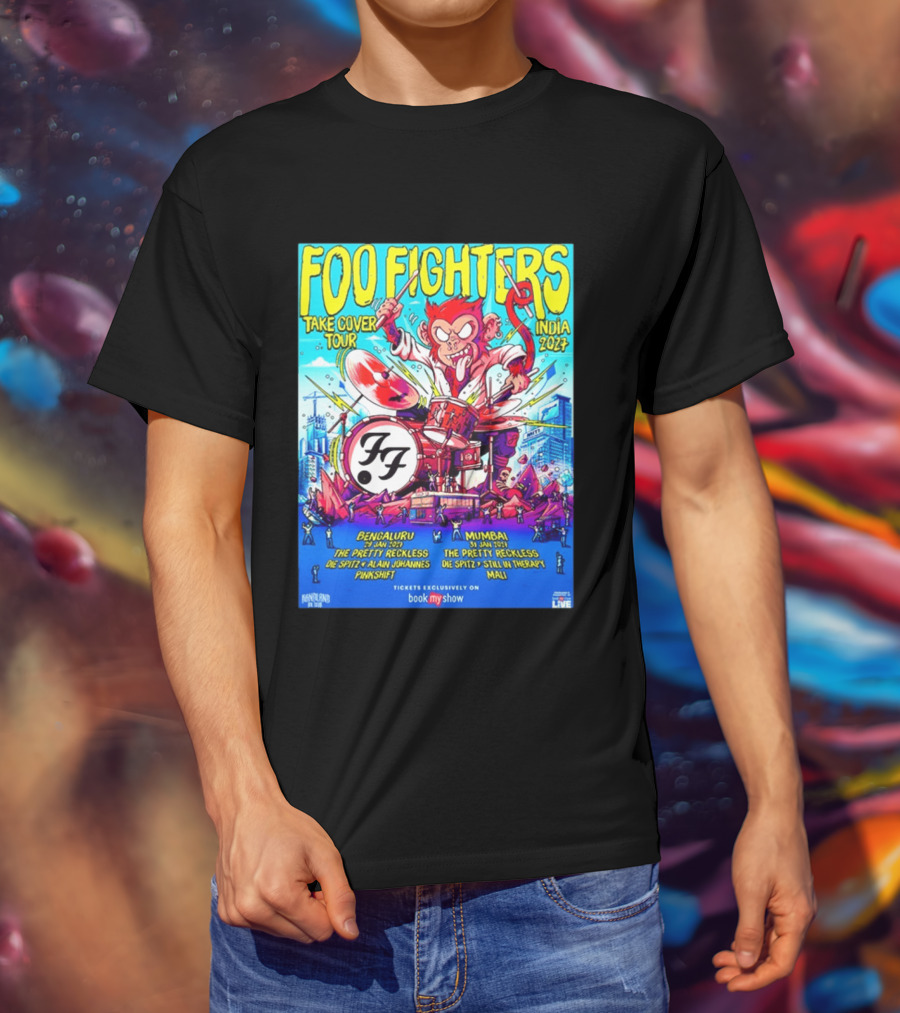 Foo Fighters Take Cover Tour India 2027 Bengaluru Mumbai The Pretty Reckless Die Spitz Alain Johannes Punkshit Still In Therapy Mali January 29 31 T-Shirt