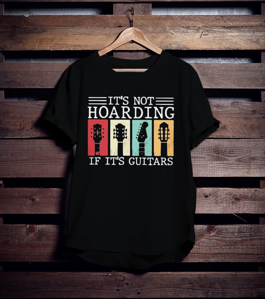 It's Not Hoarding If It's Guitars Headstock Collage T-Shirt
