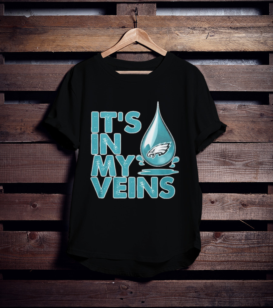 Philadelphia Eagles It's In My Veins Dripping Logo Fan Pride T-Shirt