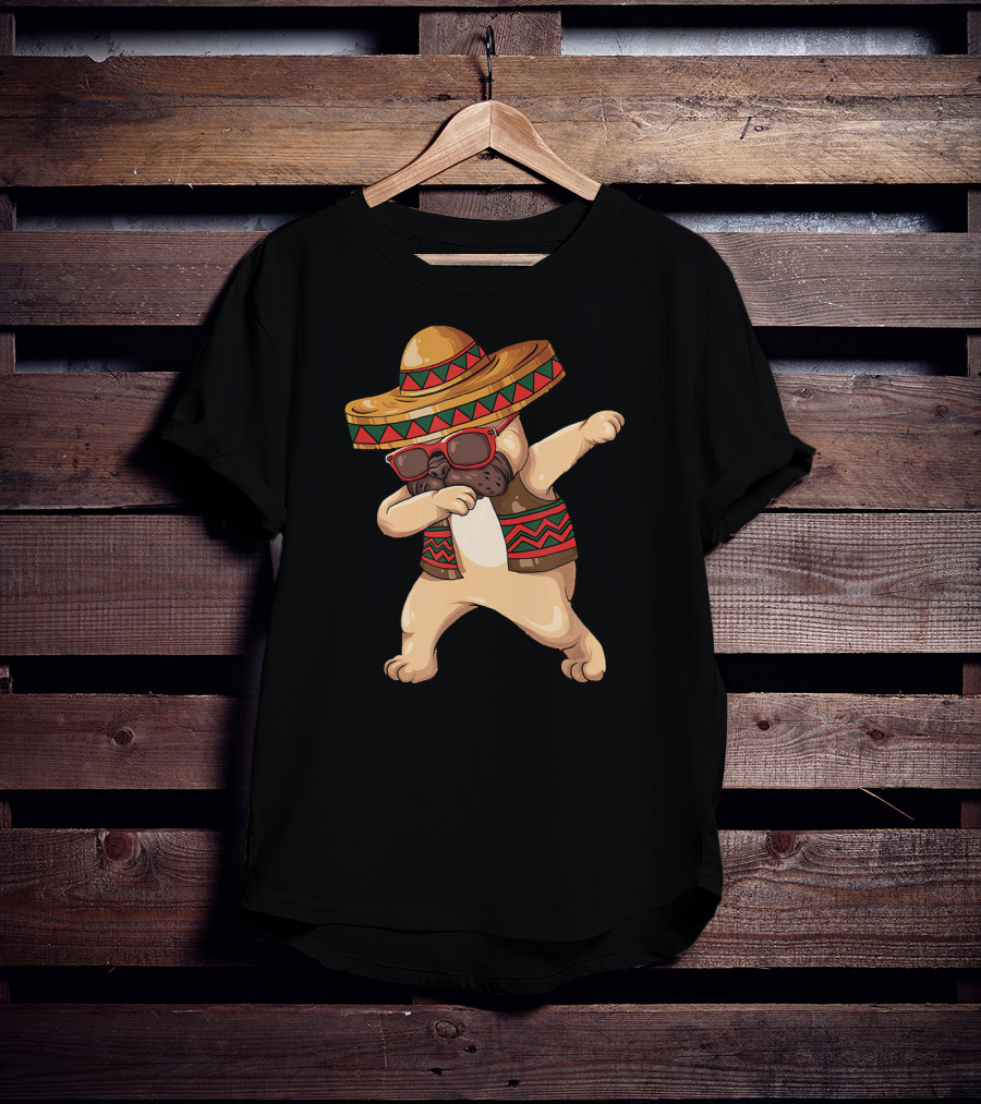Cinco De Mayo Fiesta Dabbing Pug Dog Dab Boys Celebrating T-Shirt
