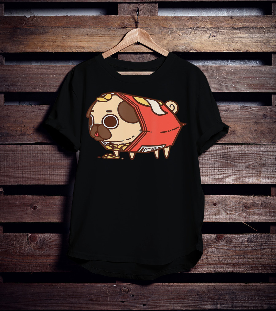 Puglie Dog In Chips Bag Funny Pug Love Food Birthday T-Shirt