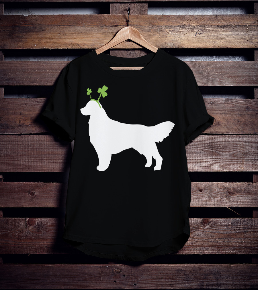 Golden Retriever Shamrock Antlers St Patricks Day Dog T-Shirt