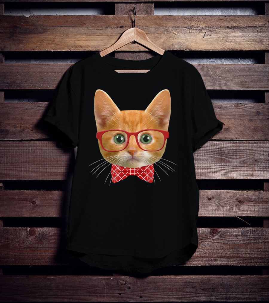 Tabby Cat Lover Orange Hipster Glasses Kitty Mama T-Shirt