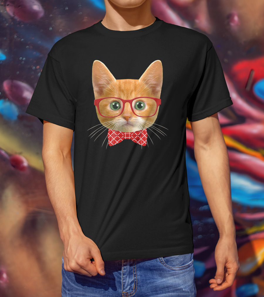 Tabby Cat Lover Orange Hipster Glasses Kitty Mama T-Shirt