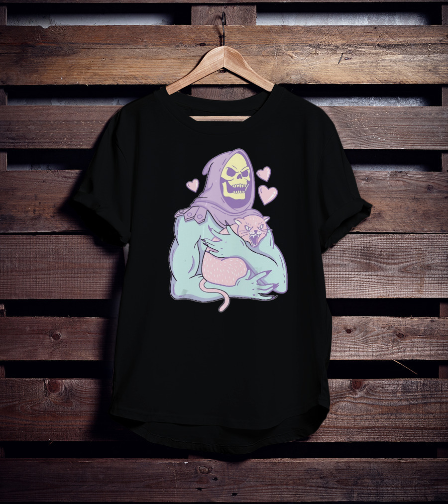 Bones Love Cat Cool Hearts Emojii T-Shirt