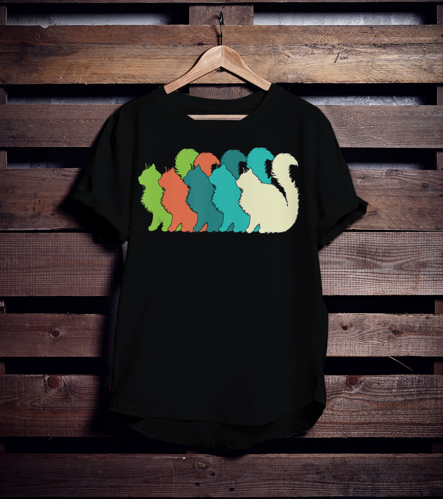 Cat Silhouettes For The Love Of Cats Womens Girls Cat Lover T-Shirt