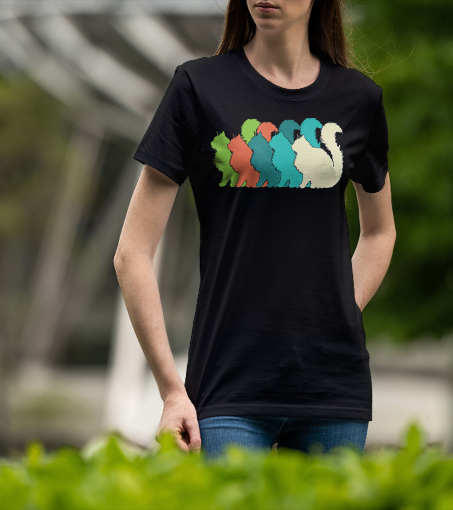 Cat Silhouettes For The Love Of Cats Womens Girls Cat Lover T-Shirt